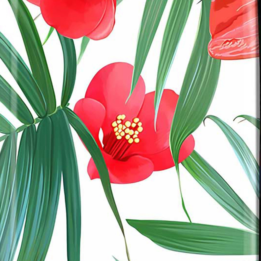 Warren Reed Designer Cabin Tropical Flowers and Palm Leaves Hawaiian Suitcase Image 3