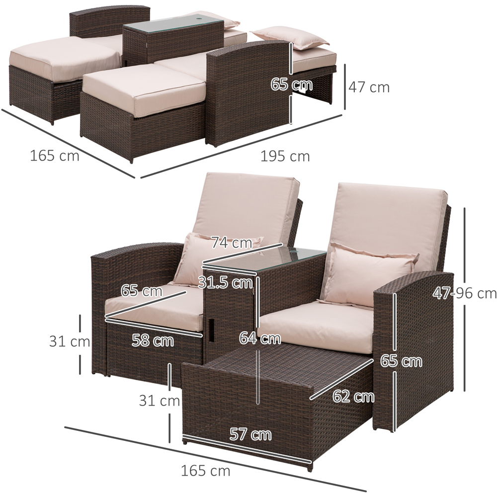 Outsunny 2 Seater Brown Rattan Companion Seat Image 7