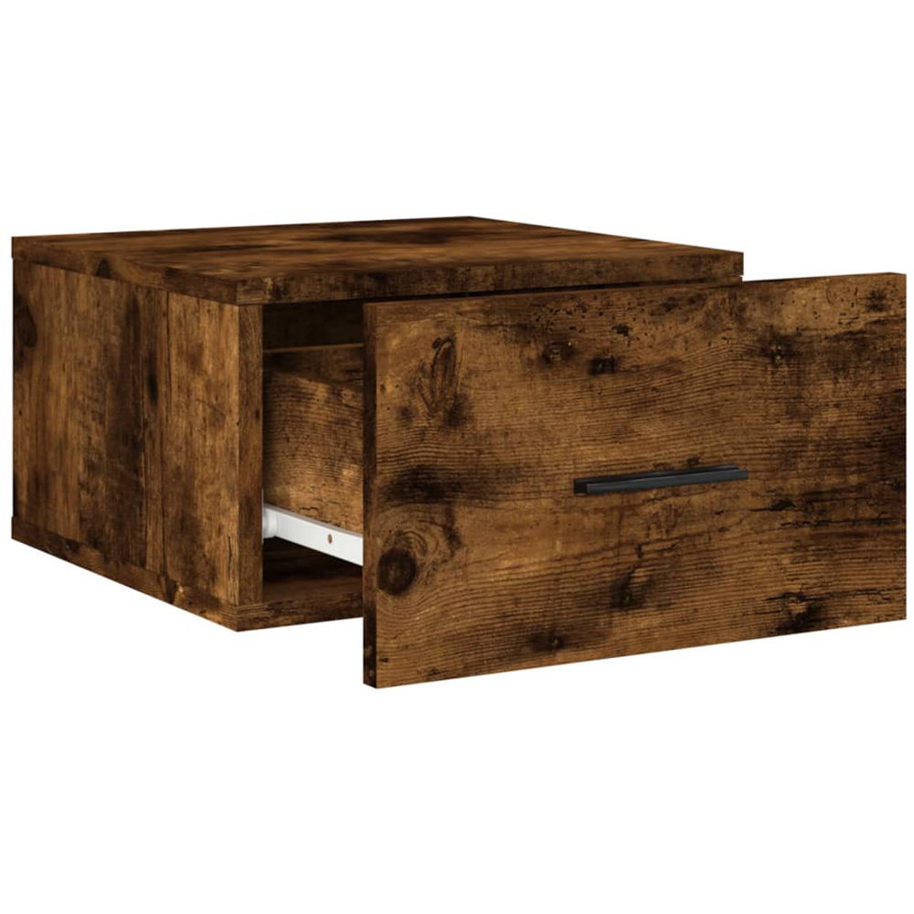 vidaXL Single Drawer Smoked Oak Wall Mounted Bedside Cabinet Image 3