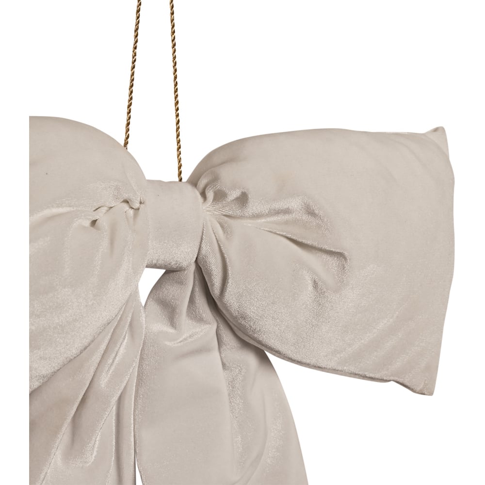 The Seasonal Gift Co. White Velvet Bow Hanging Christmas Decoration 50 x 40cm Image 3