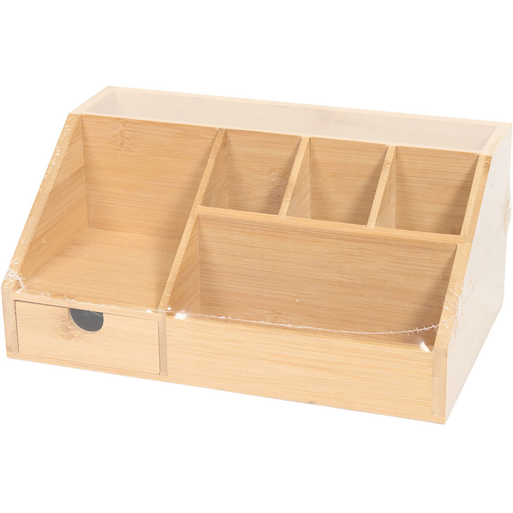 Bamboo Desk Tidy with Drawer Natural Image 3
