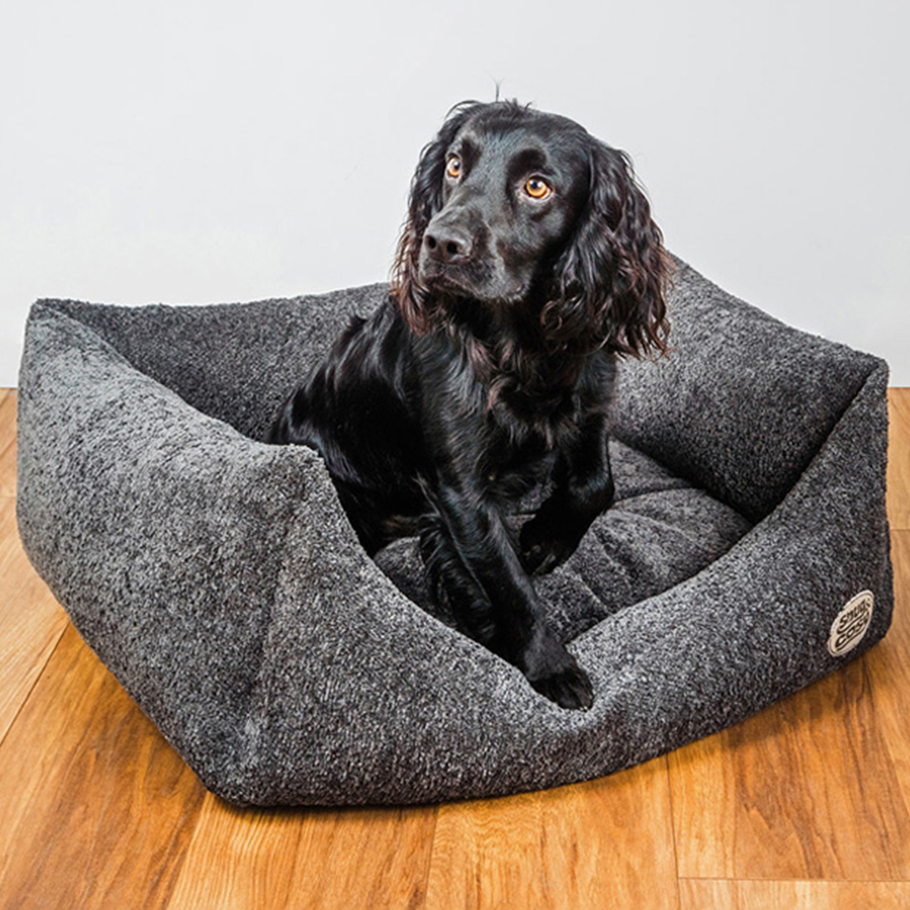 Snug and Cosy Small Teddy Boucle Charcoal Rectangle Pet Bed Image 2