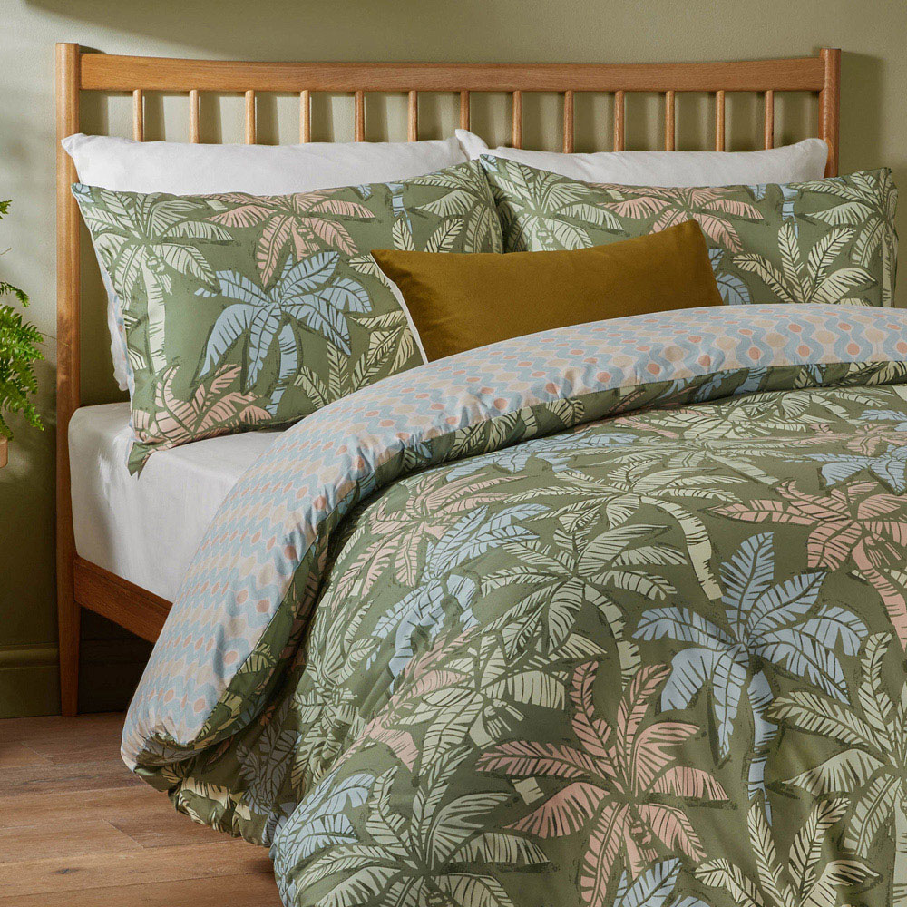 Duvet Day Kentia Double Palm Green Tropical Printed Duvet Set Image 3