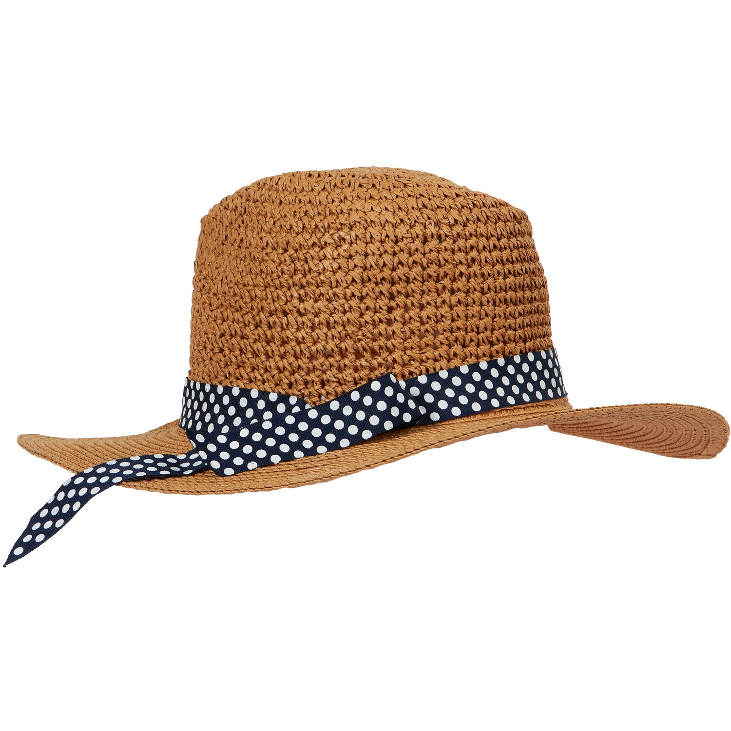 Trilby Hat With Polka Dot Ribbon - Natural Image 2
