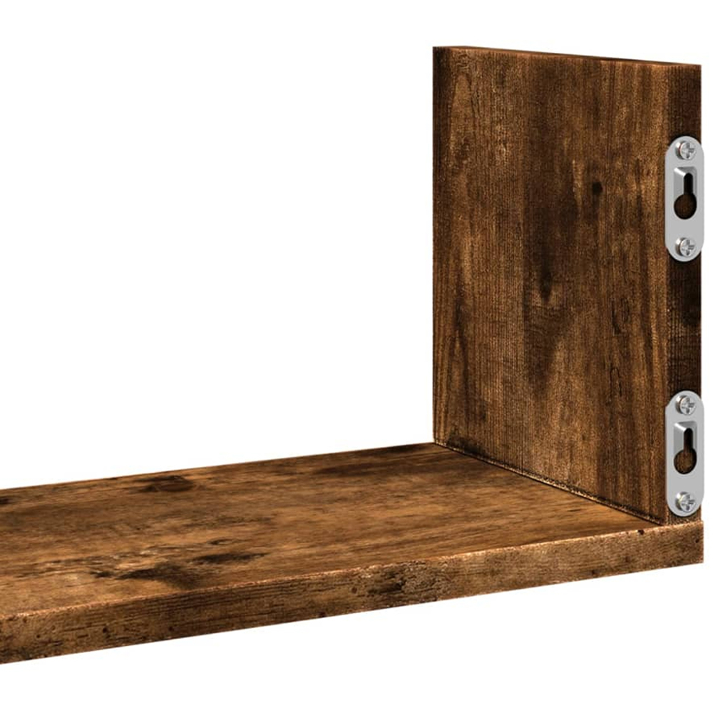 vidaXL 80cm Set of 3 Smoked Oak Floating Wall Shelf Image 7