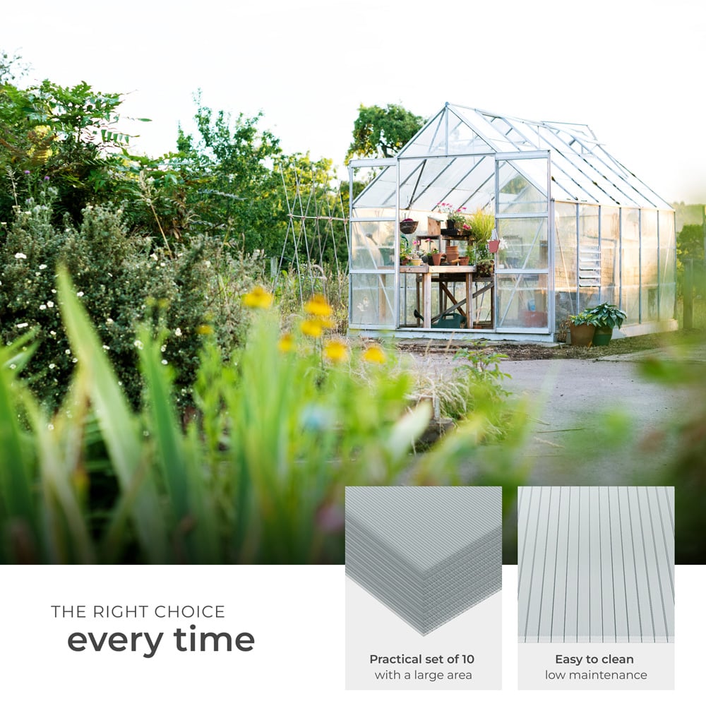 tectake 6mm Clear Twin Wall Polycarbonate Roofing Sheets 605 x 1210mm 10 Pack Image 4