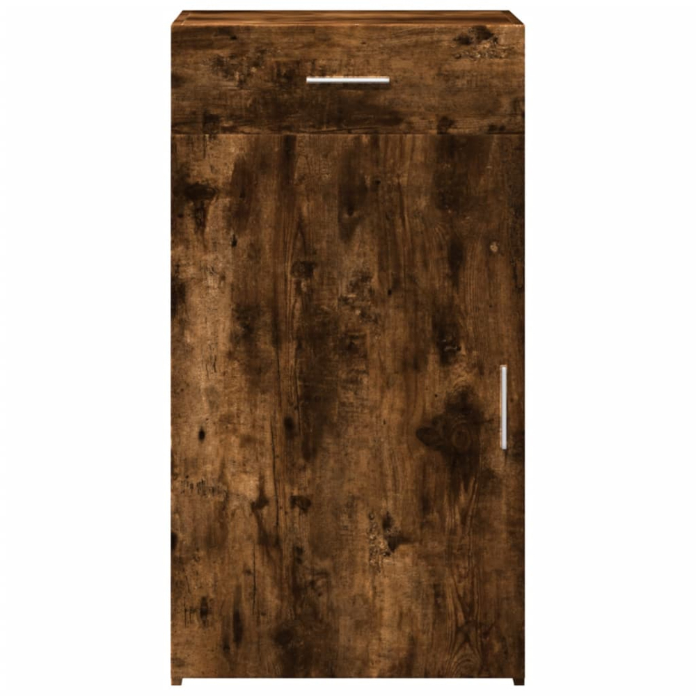 vidaXL Single Door Single Drawer Smoked Oak Sideboard Image 4