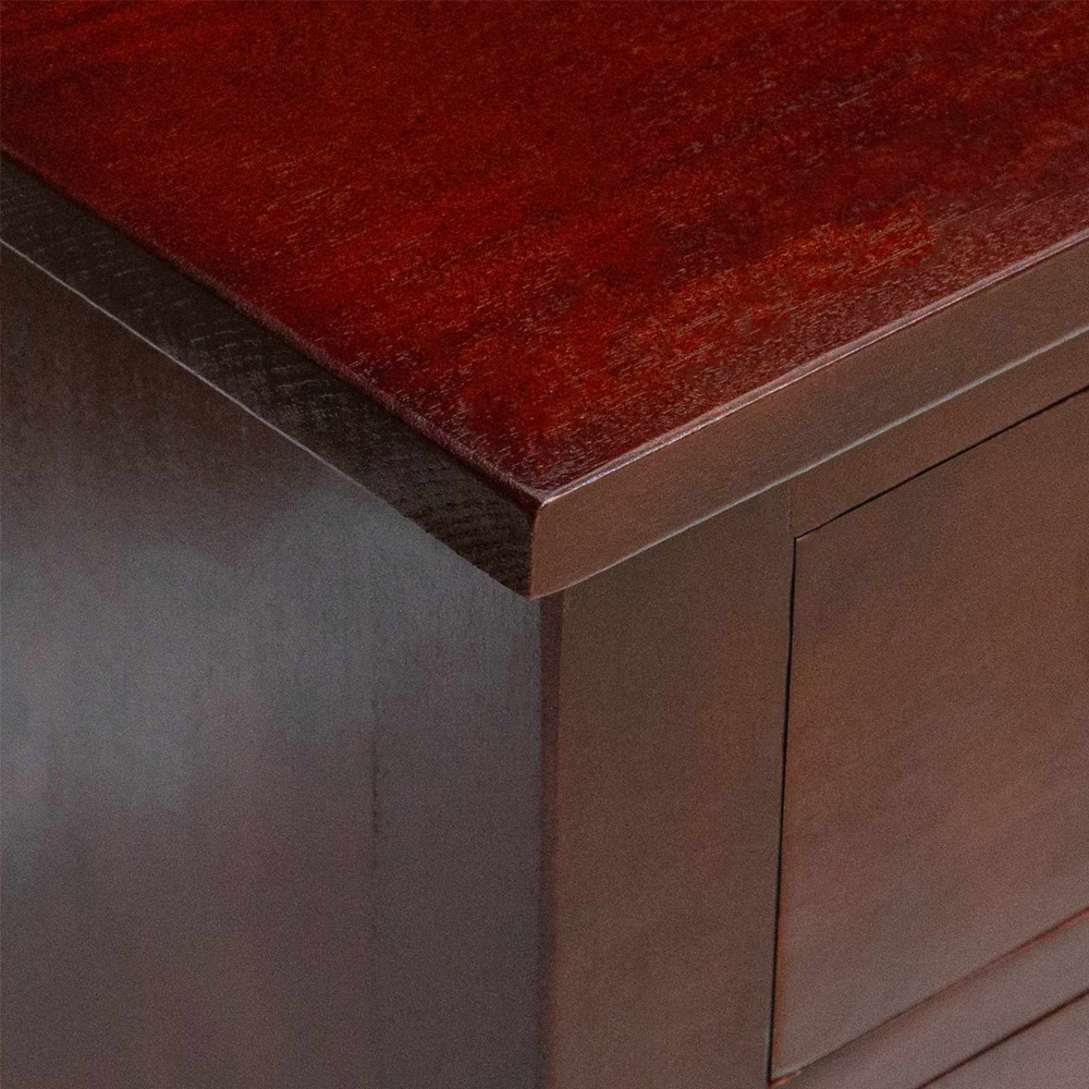 vidaXL 4 Drawer 2 Shelf Brown Solid Mahogany Wood TV Cabinet Image 9