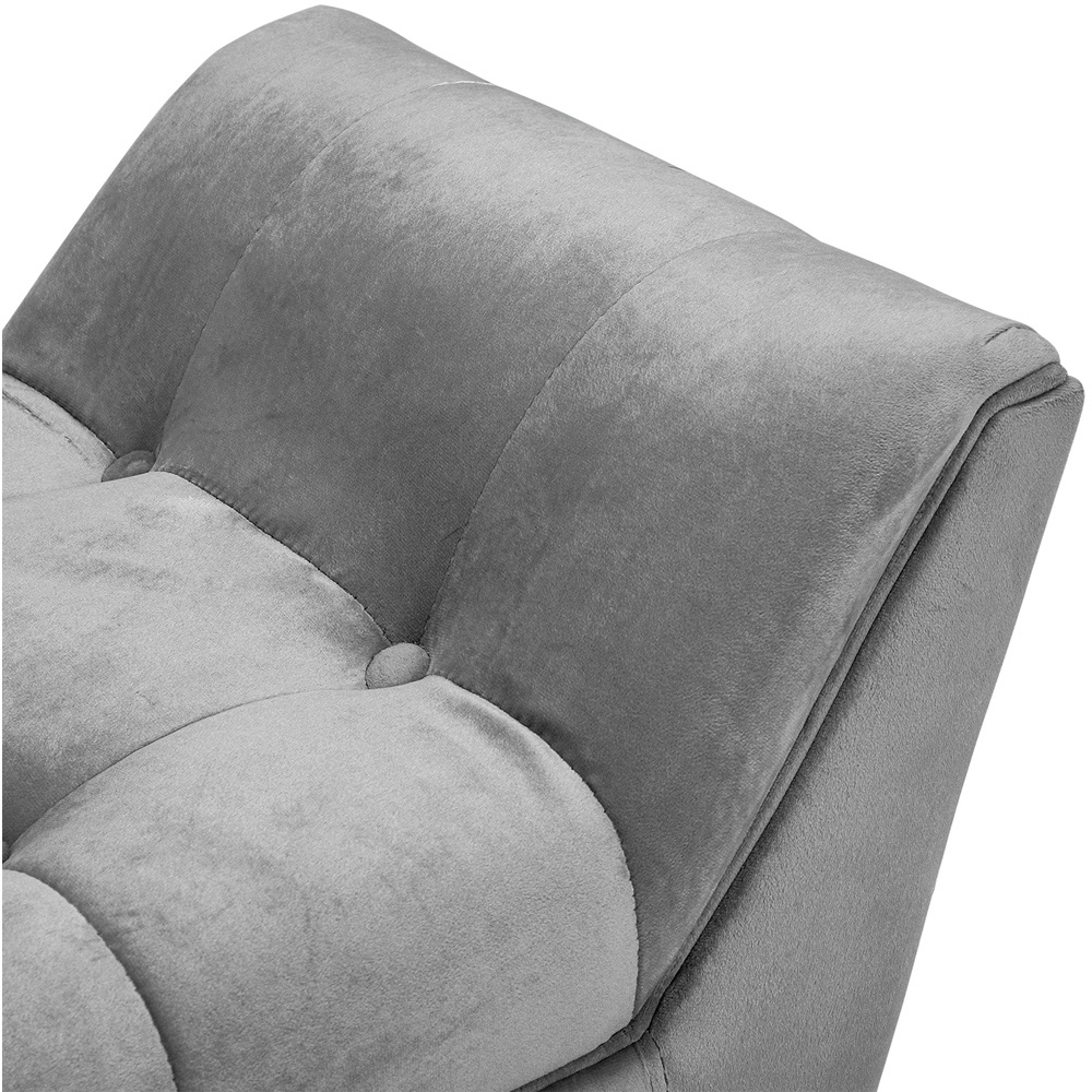 Living and Home Grey Modern Soft Velvet Buttoned Armed Bench Image 6