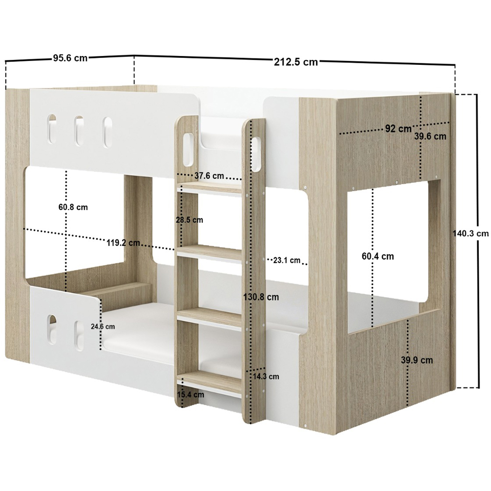 Flair Willow White and Oak Low Bunk Bed Image 6