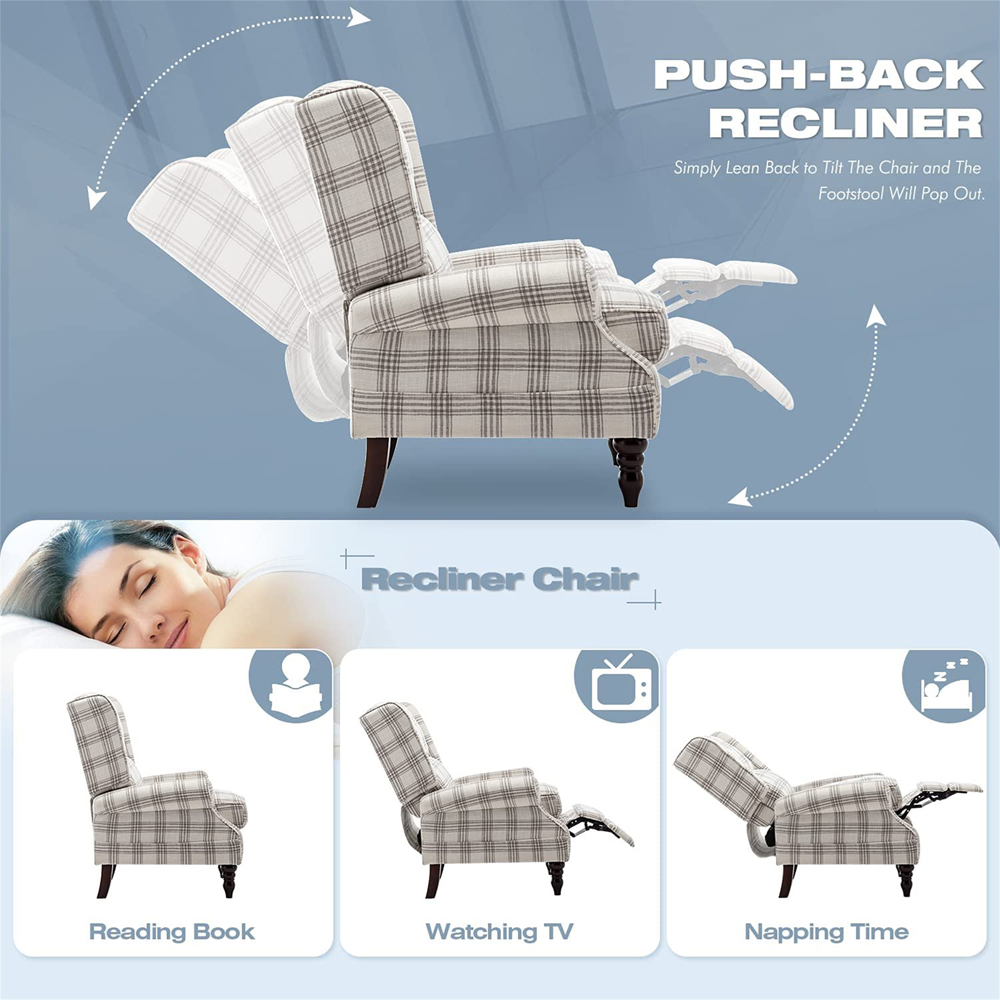 Furniture One Grey Wing Back Recliner Armchair Image 7