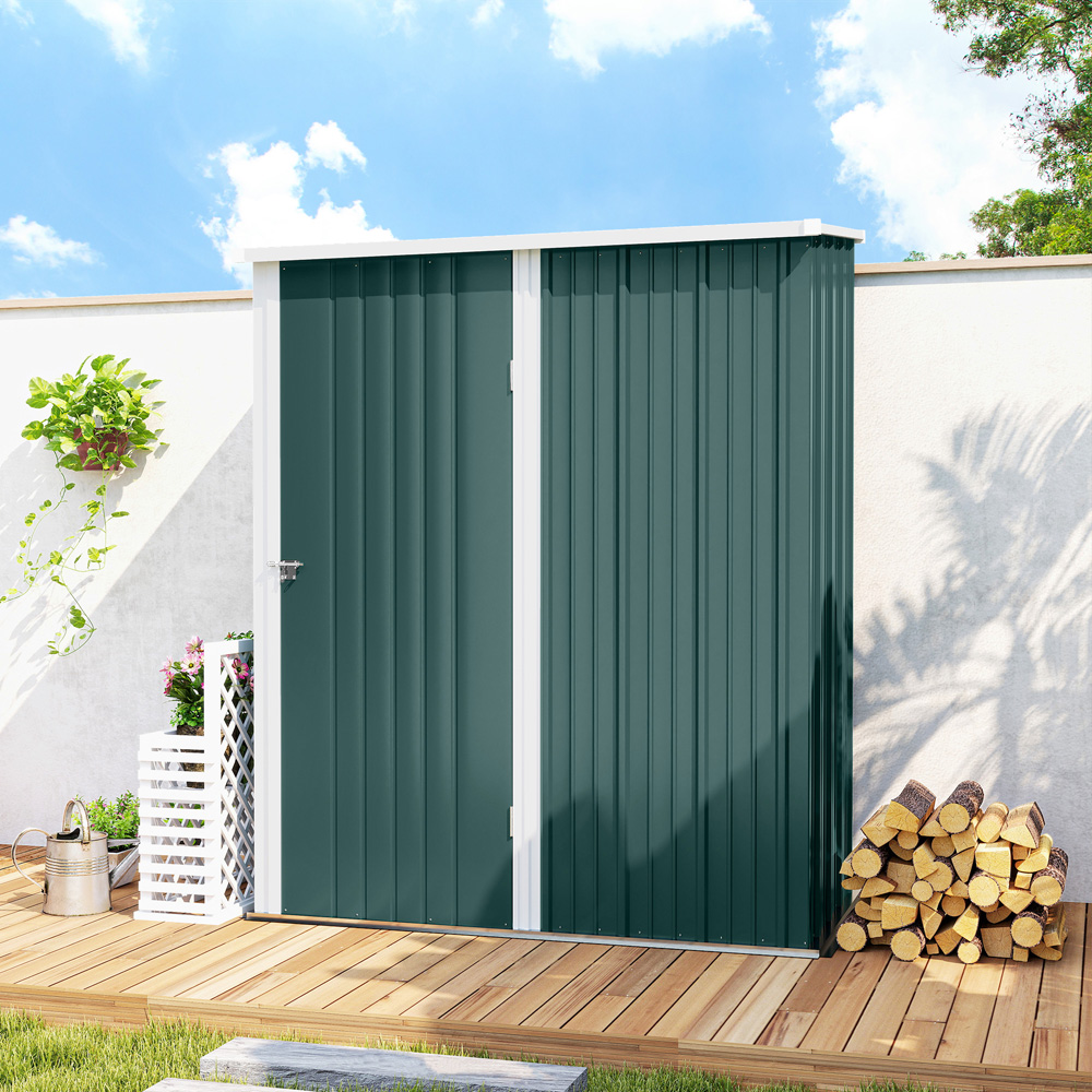 Outsunny 5.3 x 3.1ft Green Metal Pent Garden Shed Image 4