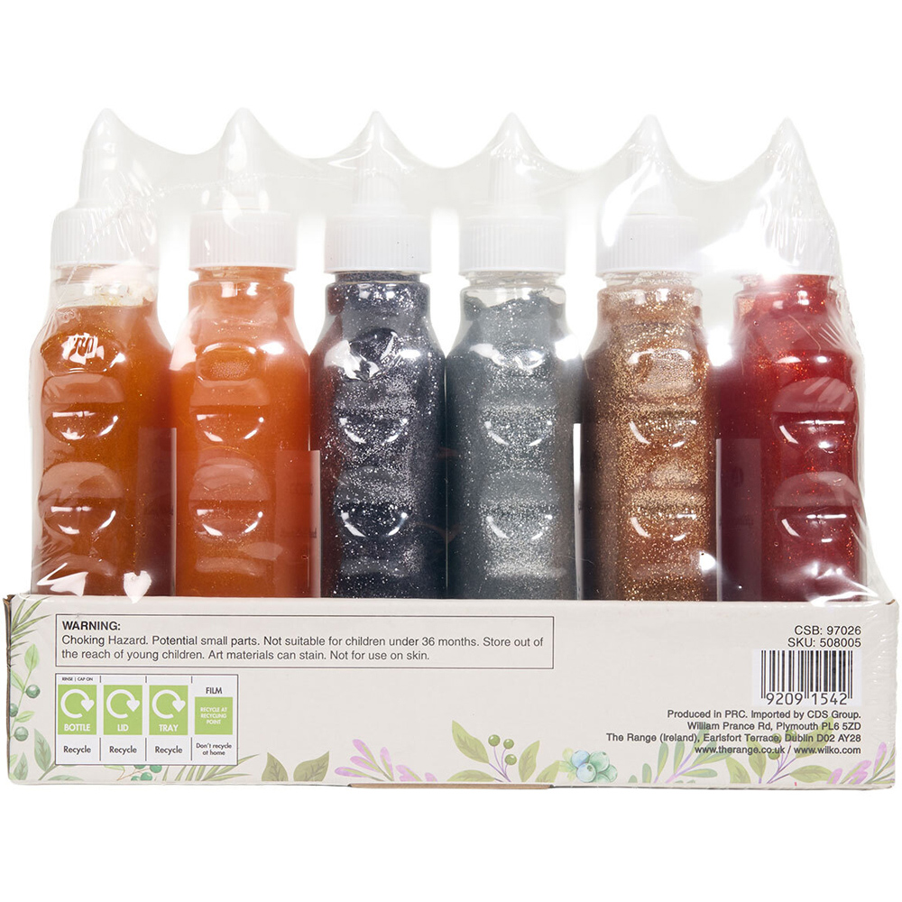 Pack of 6 Multicolour Glitter Glues Metallics Image 4