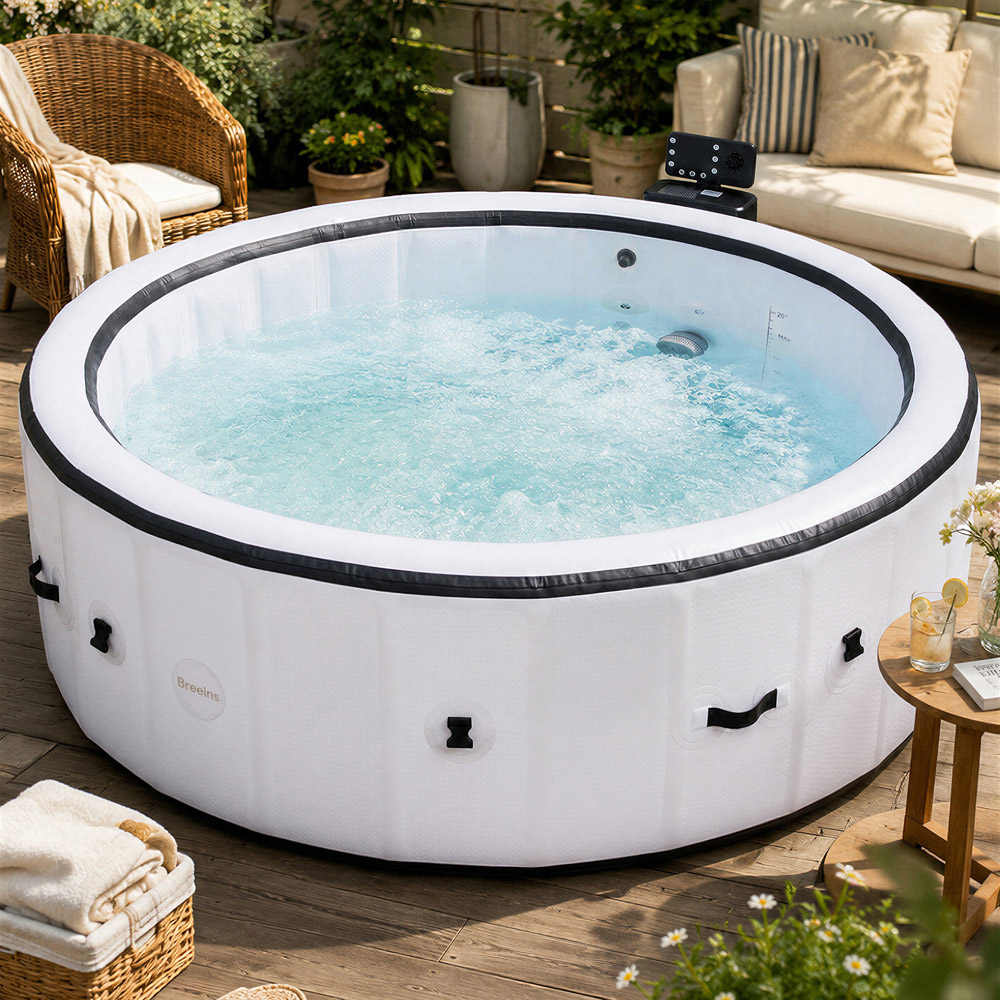 Living and Home 6 Person White Inflatable Hot Tub with Bubble Massage Image 3