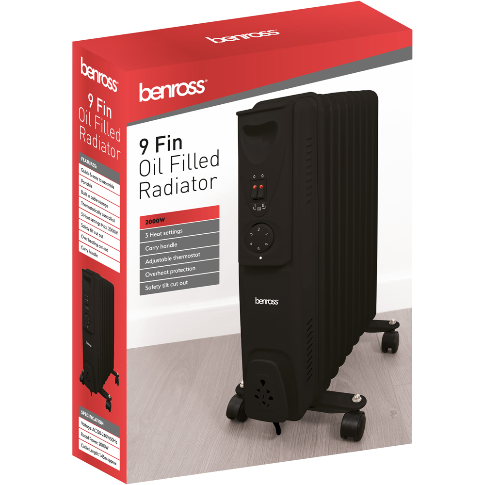 Benross 9 Fin Black Oil Filled Radiator 2000W Image 4