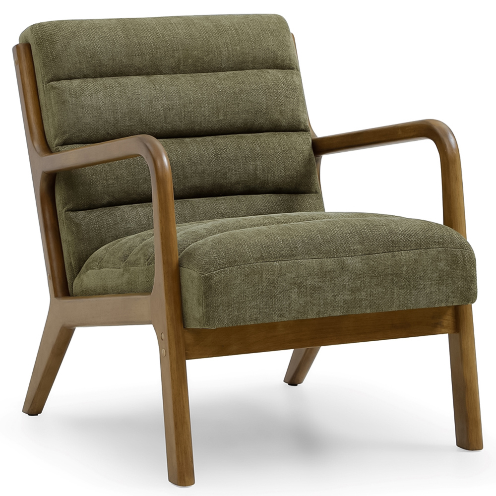 Otis Olive and Brown Chenille Static Ribbed Armchair Image 4