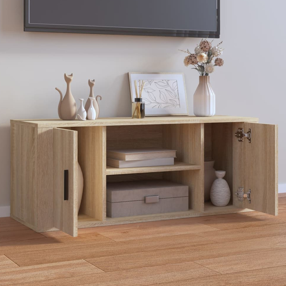 vidaXL 2 Door 2 Shelf Sonoma Oak TV Cabinet Image 1