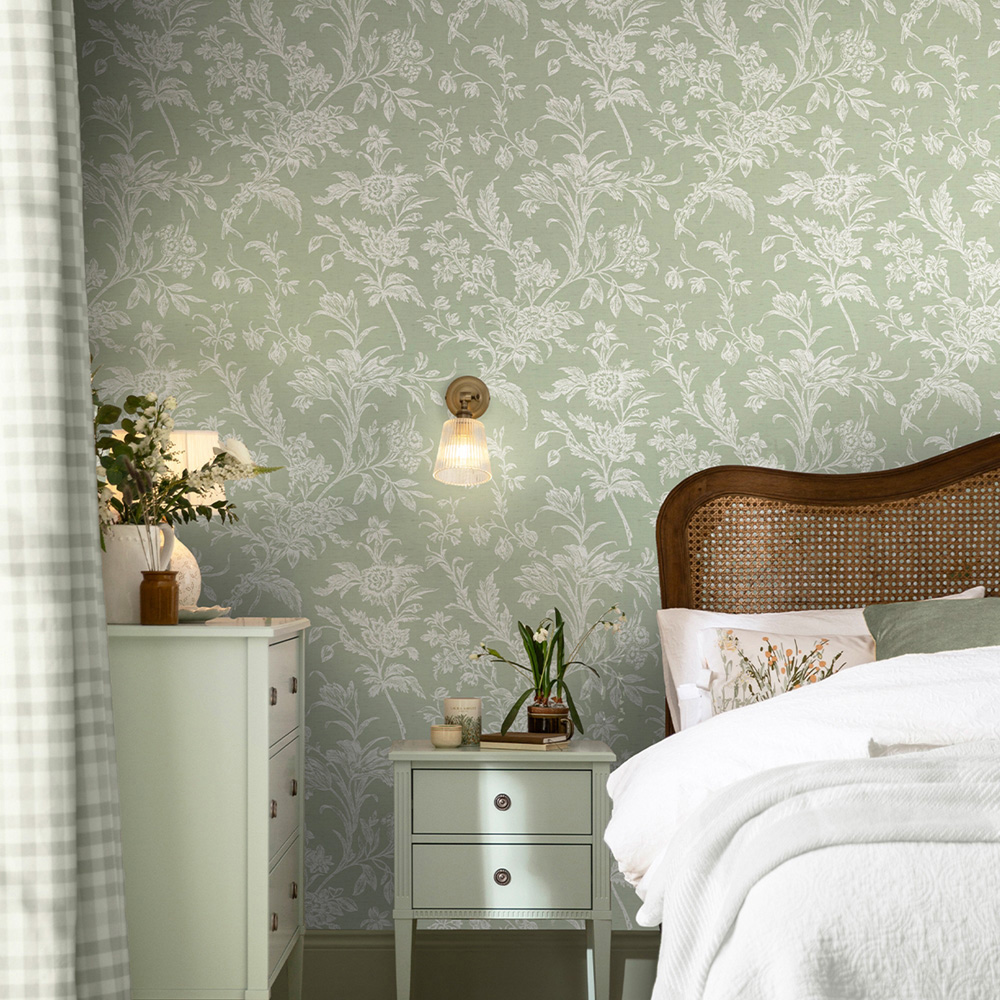 Laura Ashley Lloyd Sage Green Wallpaper Image 3