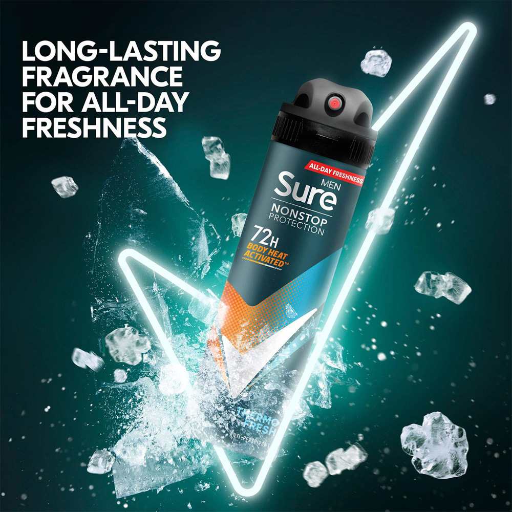 Sure Men Thermo Fresh 72H Nonstop Protection Anti-Perspirant Deodorant 250ml 36 Pack Image 5