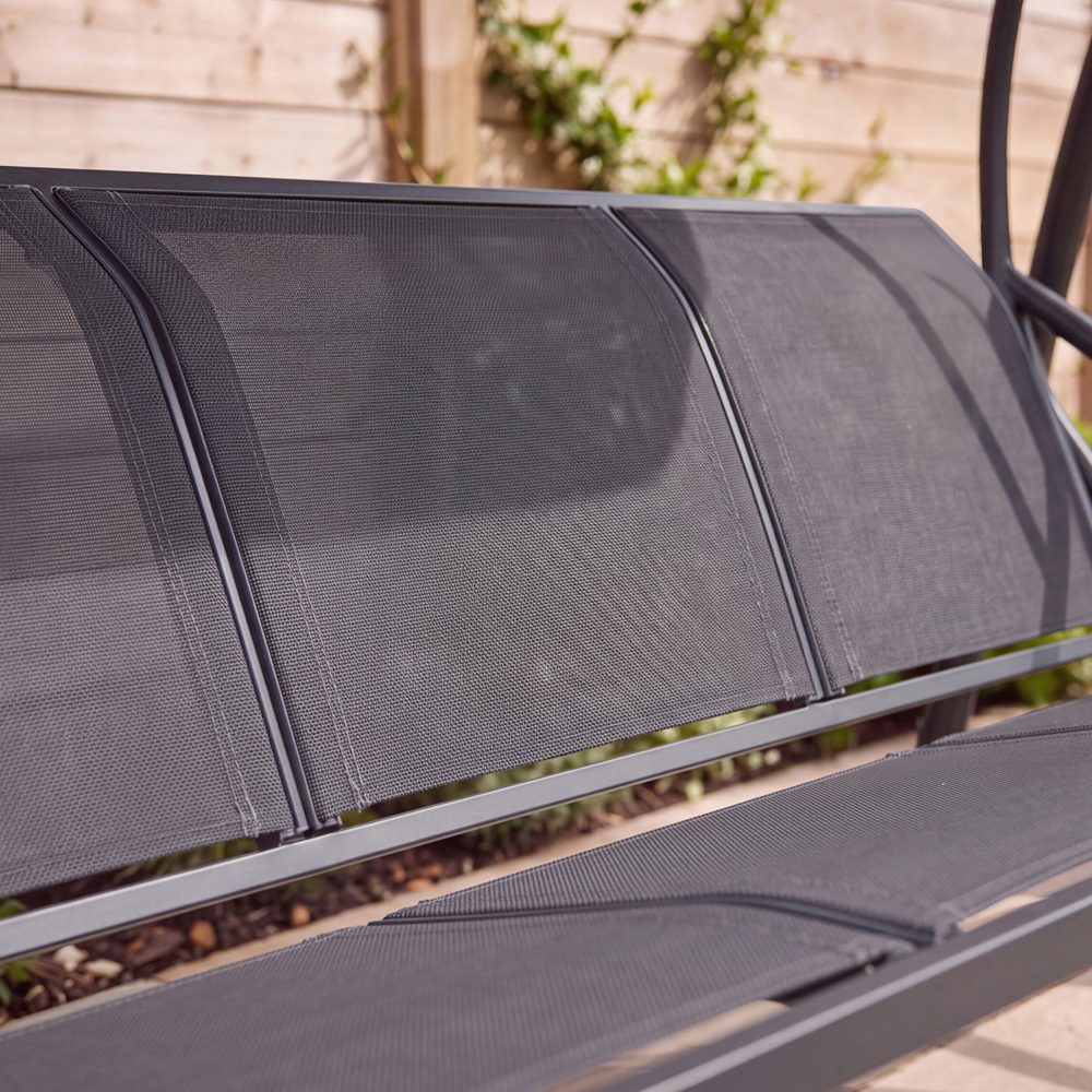 Charles Bentley 3 Seater Grey Garden Swing Seat with Canopy Image 4