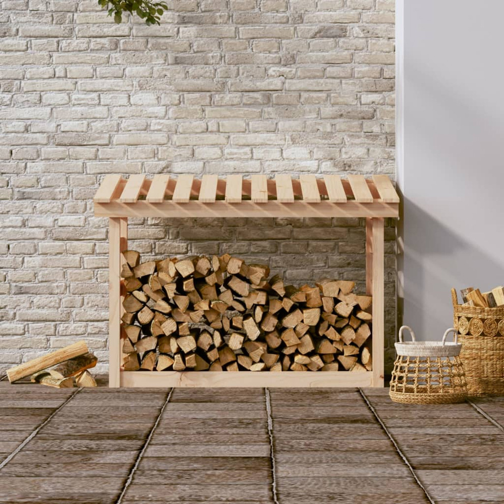 vidaXL Natural Pine Wood Firewood Log Holder 78 x 108 x 64.5cm Image 2