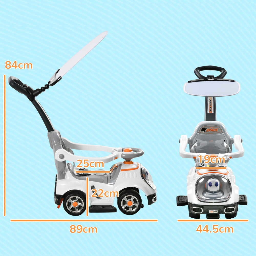 Tommy Toys 3 in 1 Cartoon Robot Baby Car with Removable Canopy White Image 7