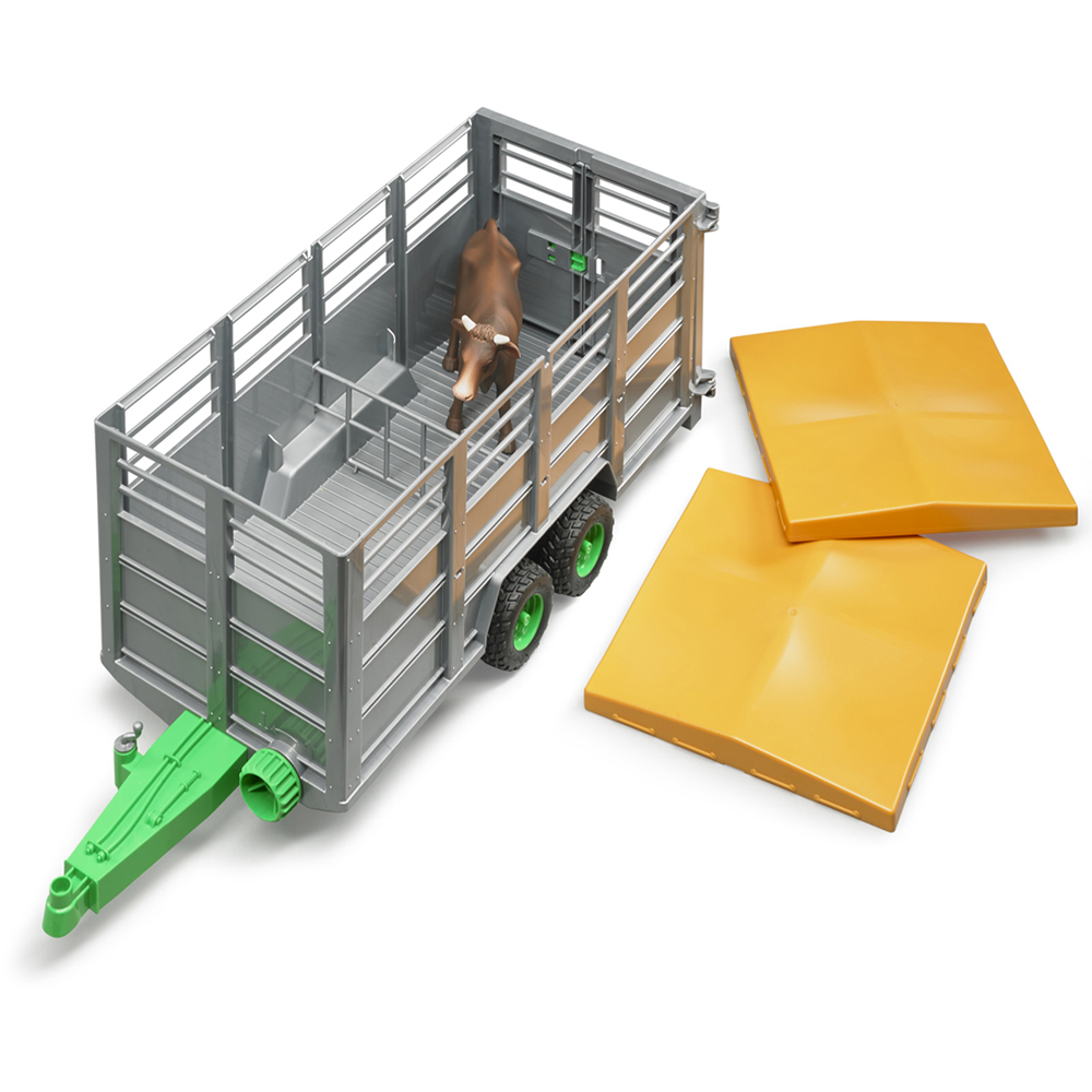 Bruder Kids Livestock Trailer Playset Model with Cow Figure Image 6