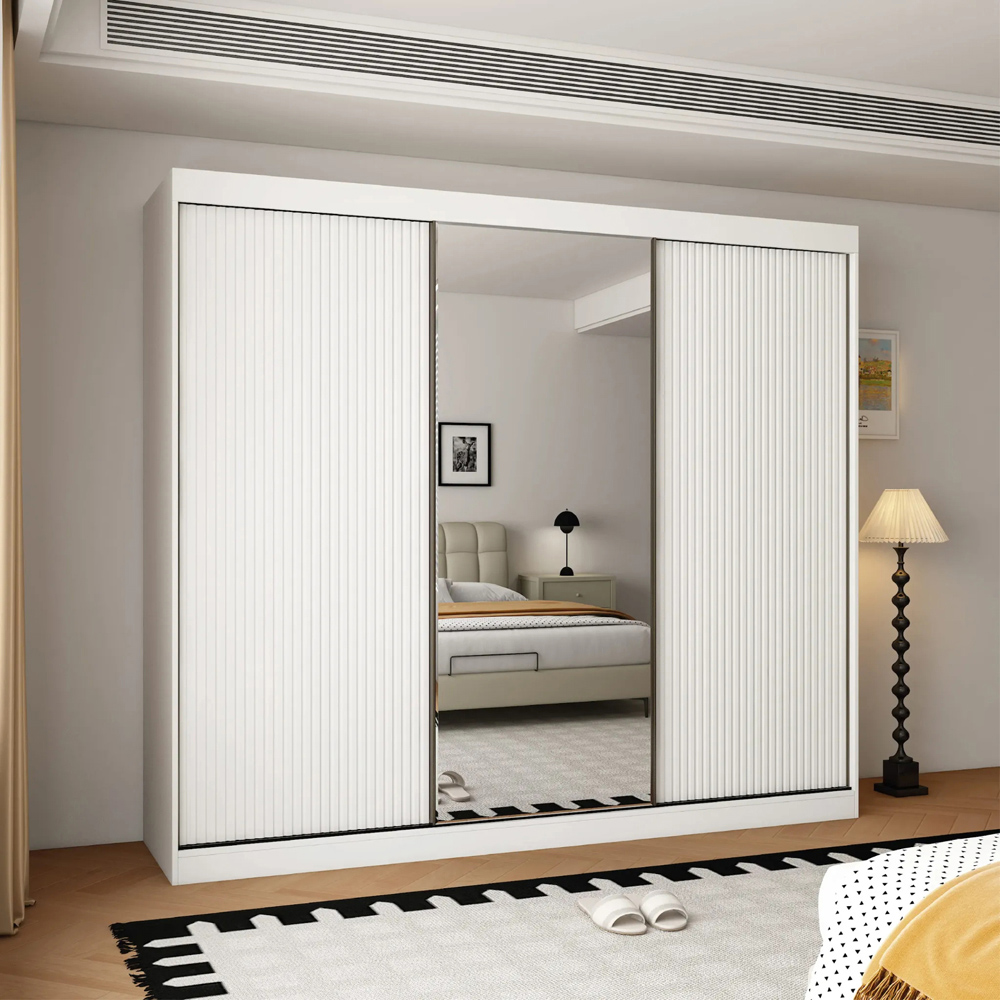 ARTESA Berlin 3 Door White Mirrored Sliding Wardrobe 250cm Image 5