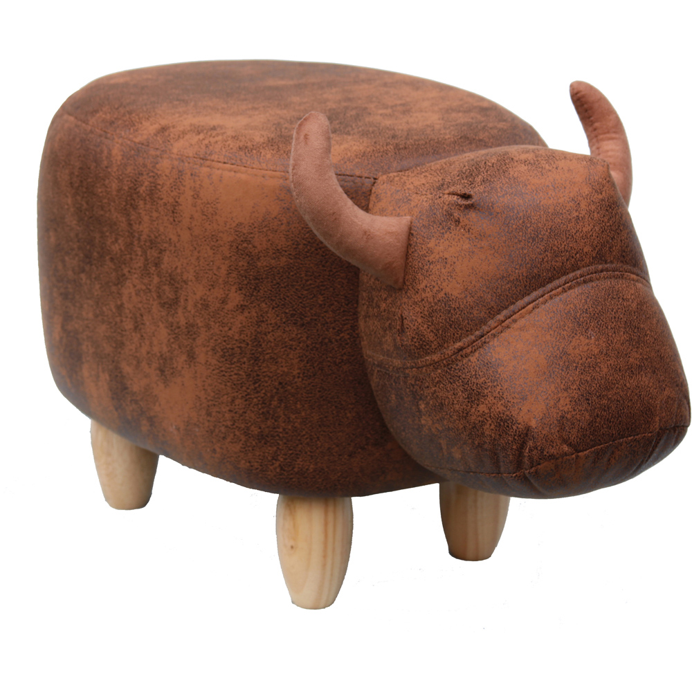 Gardeco Cocoa The Brown Cow Leatherette Footstool Image 4