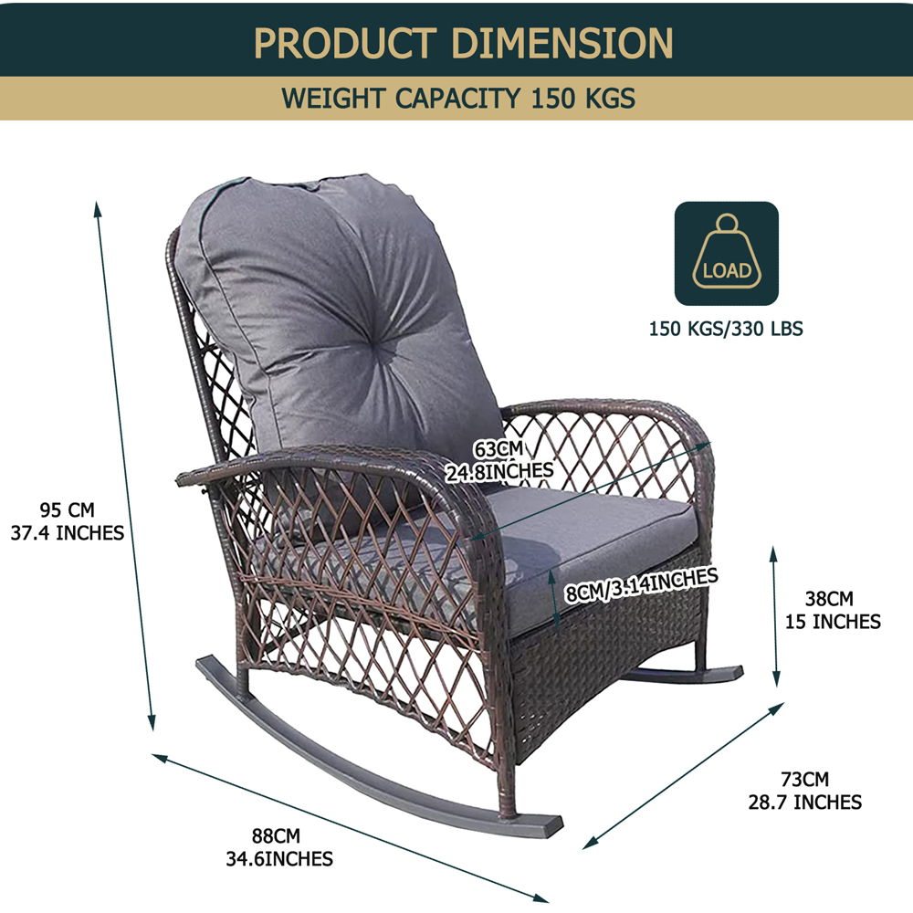 Furniture One Wicker Garden Rocking Chair Image 8