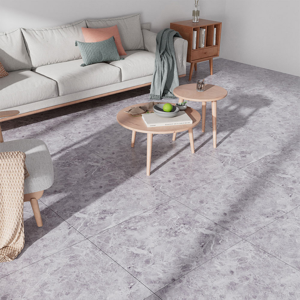 Living and Home Grey Spider Vein Marble Texture PVC Floor Tile 24 Pack Image 3