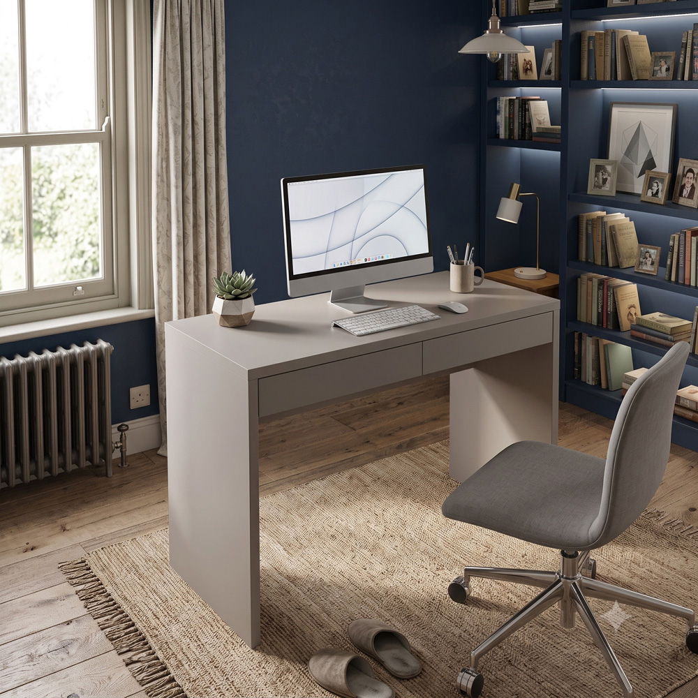 Shefa Line Vikko 2 Drawer Computer Desk Grey Image 4