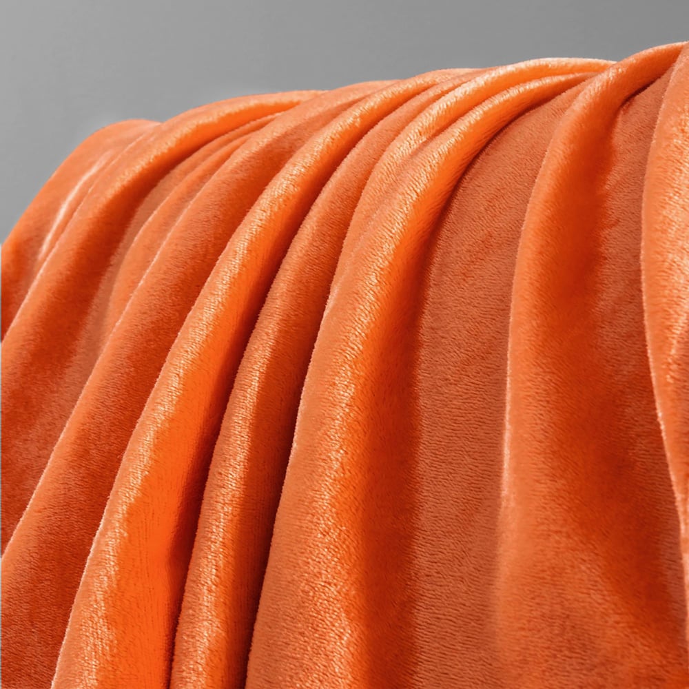 Velosso Orange Flannel Faux Mink Throw 150 x 200cm Image 3