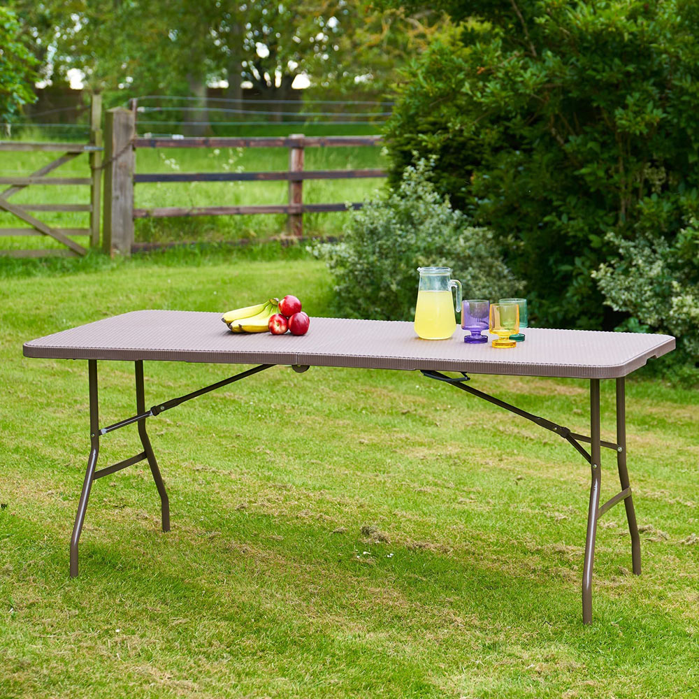 wilko 6ft Rattan Effect Heavy Duty Folding Table Wilko