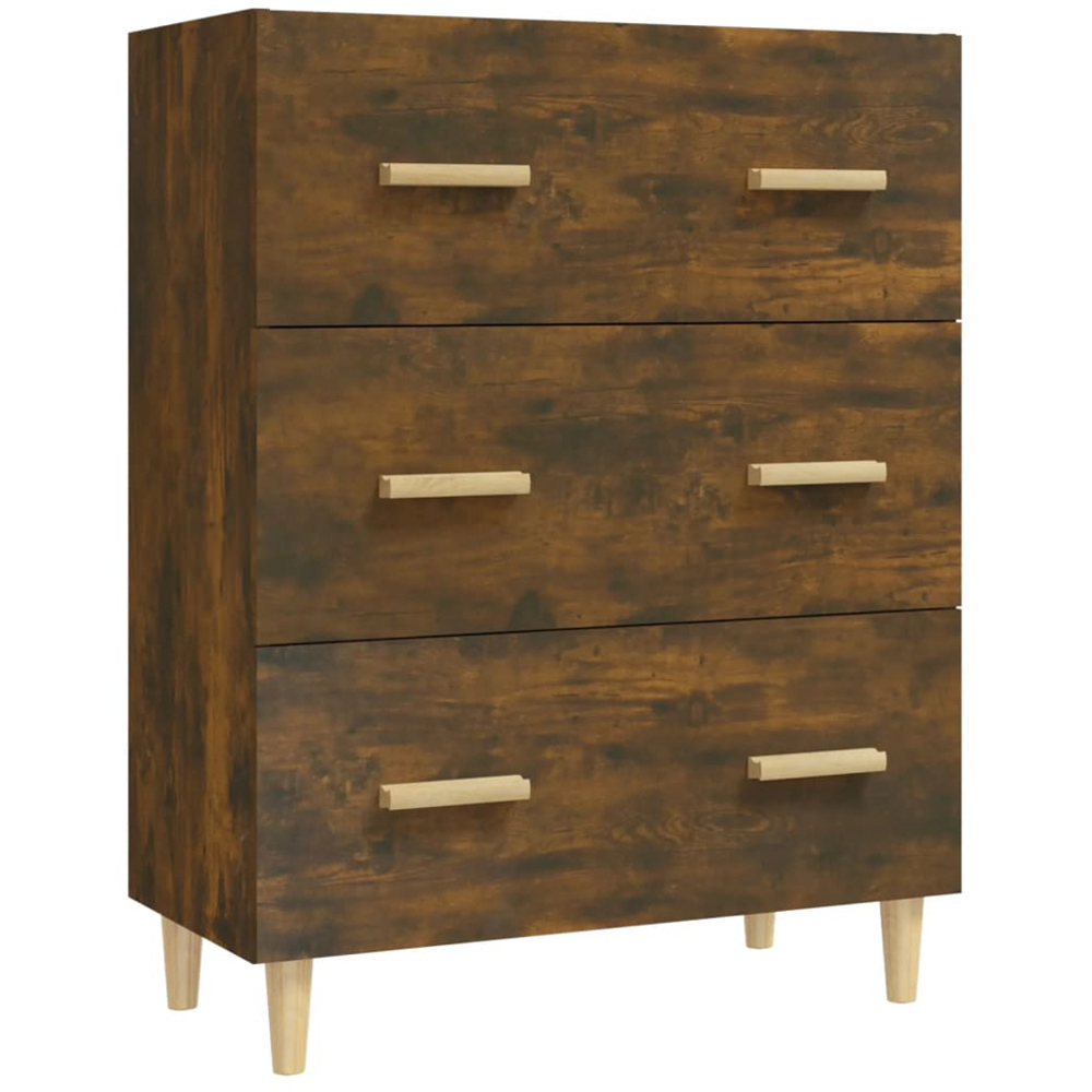 vidaXL 3 Drawer Smoked Oak Sideboard Image 2