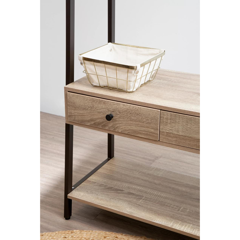 Premier Housewares Bradbury 3 Shelf 2 Drawer Grey Oak Bookshelf Image 7