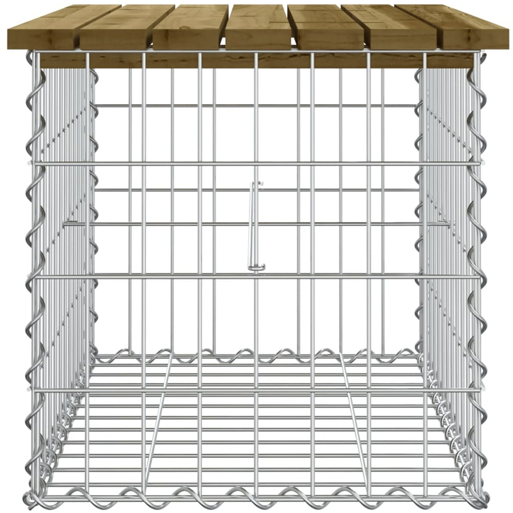 vidaXL Brown Solid Impregnated Pine Wood Gabion Design Garden Bench 63 x 44 x 42cm Image 3