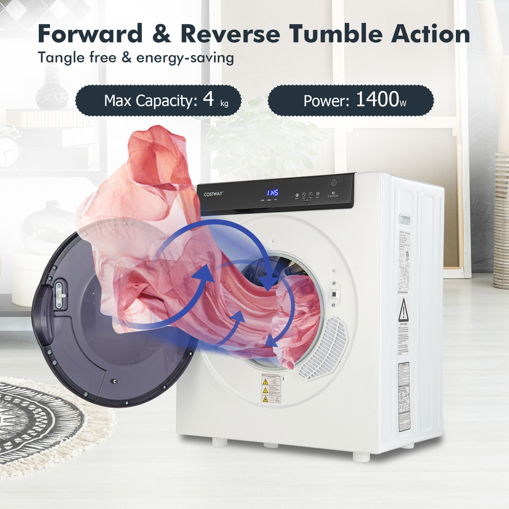 Costway Electric Stainless Steel Compact Clothes Dryer with Multi Layer Filtration 4kg Image 5