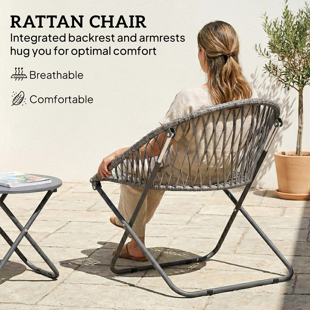 Outsunny 2 Seater Grey Rattan Foldable Garden Bistro Set Image 6