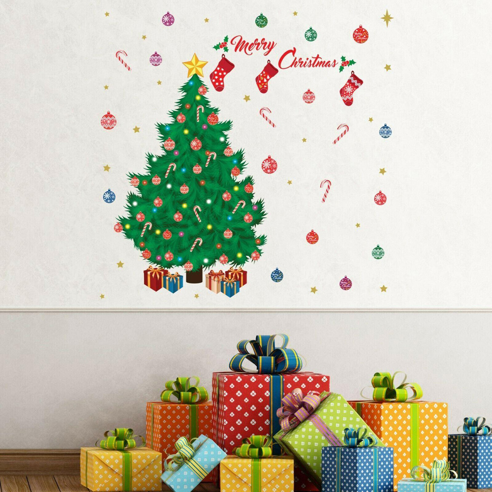 Walplus Christmas Tree with Greeting Self Adhesive Wall Sticker Image 2