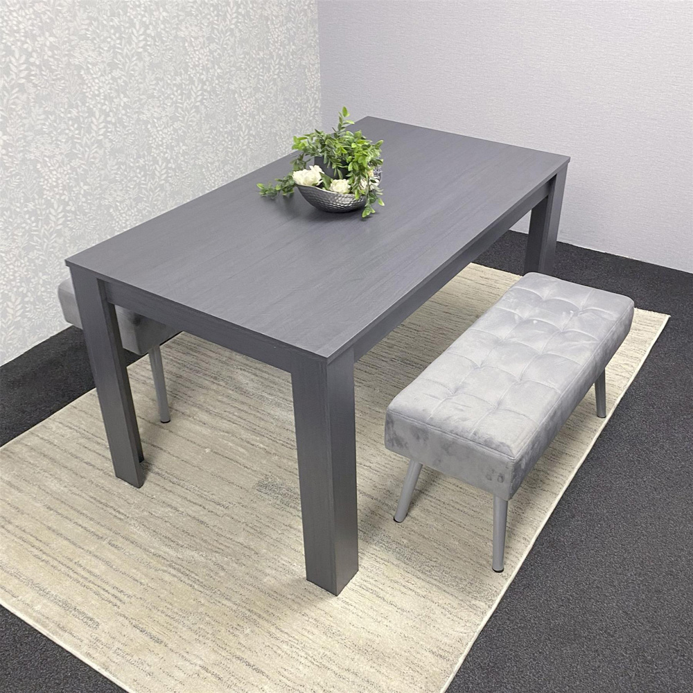 Kosy Koala 4 Seater Dining Set with Bench Dark Grey and Grey Velvet Image 2