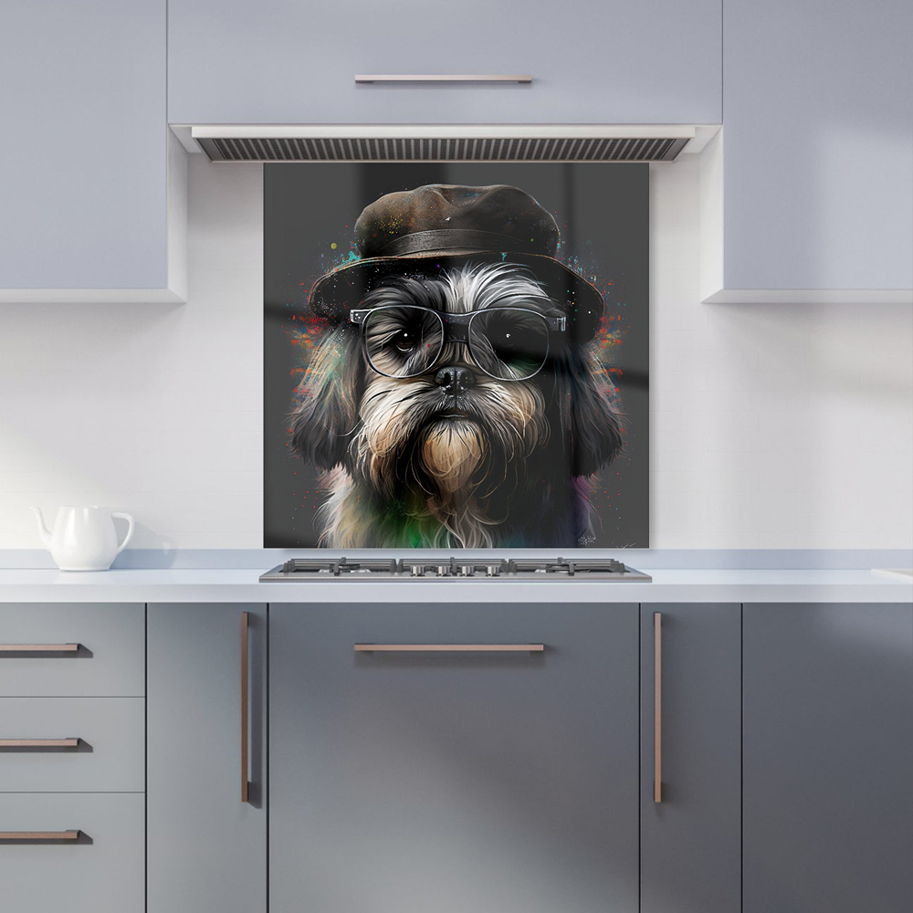 Warren Reed Designer Lhasa Apso Dog Splashart Glass Kitchen Splashback 60 x 60cm Image 1