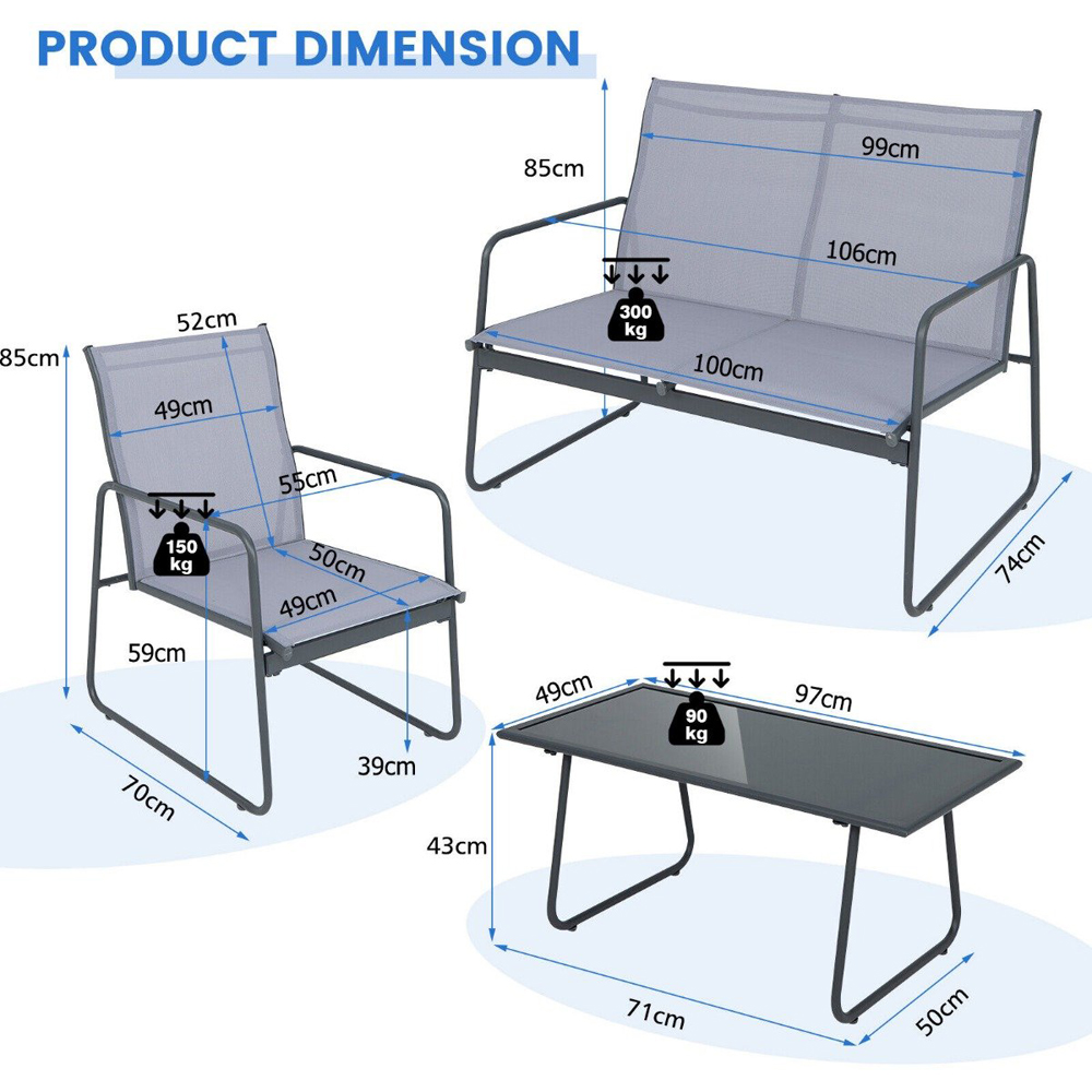 Costway 4 Seater Garden Bistro Set Image 9