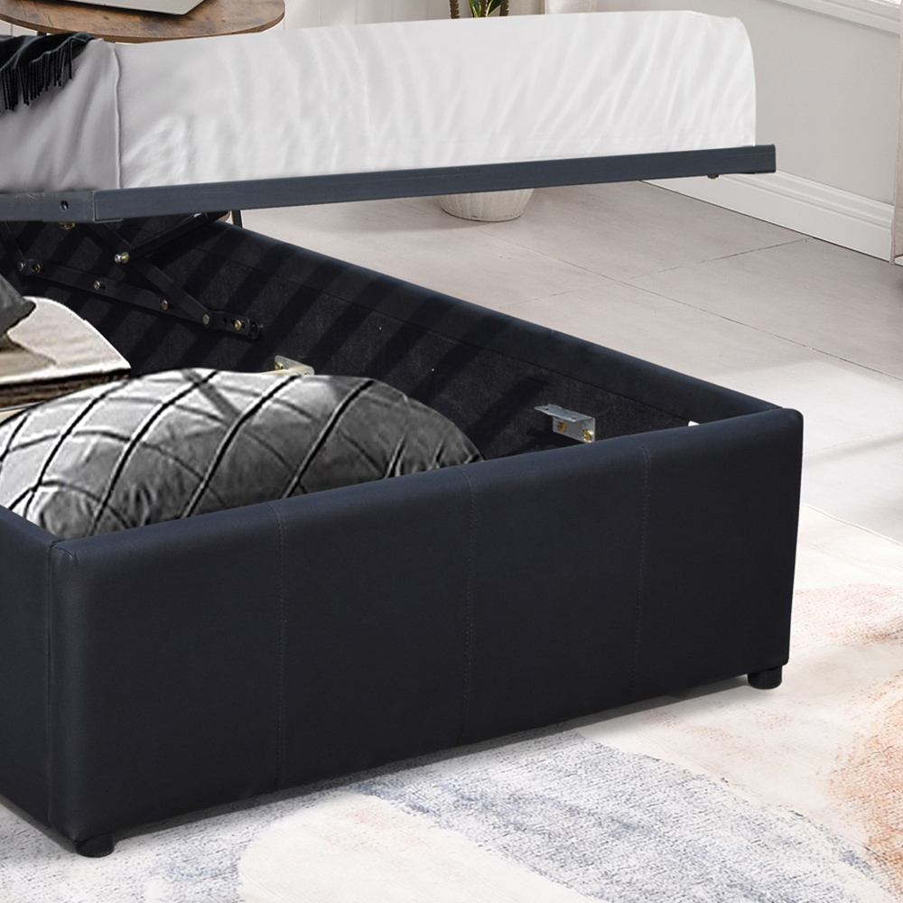 Comfy Living Small Black Faux Leather Ottoman Bed Frame with LED Image 6