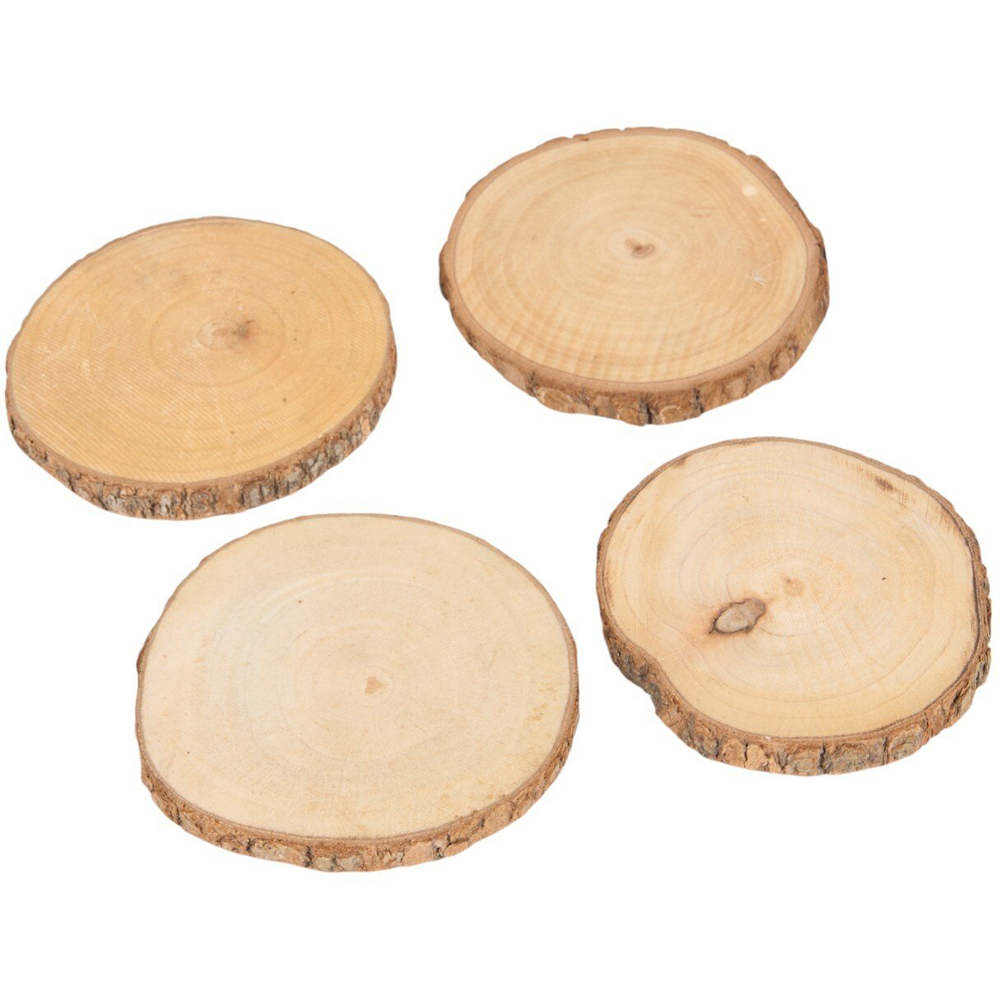 Set of 4 Wooden Coasters Natural Image 2