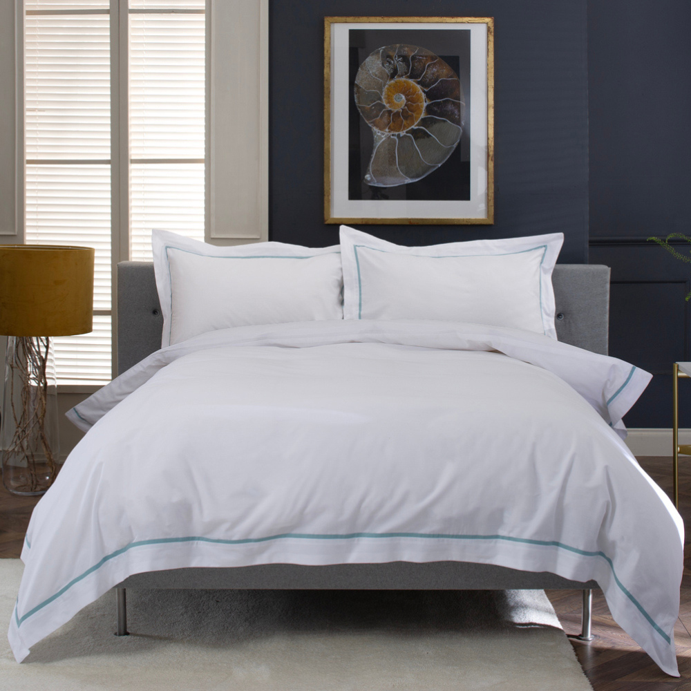 The Lyndon Company Hampstead Super King Size Light Blue Duvet Set Image 1