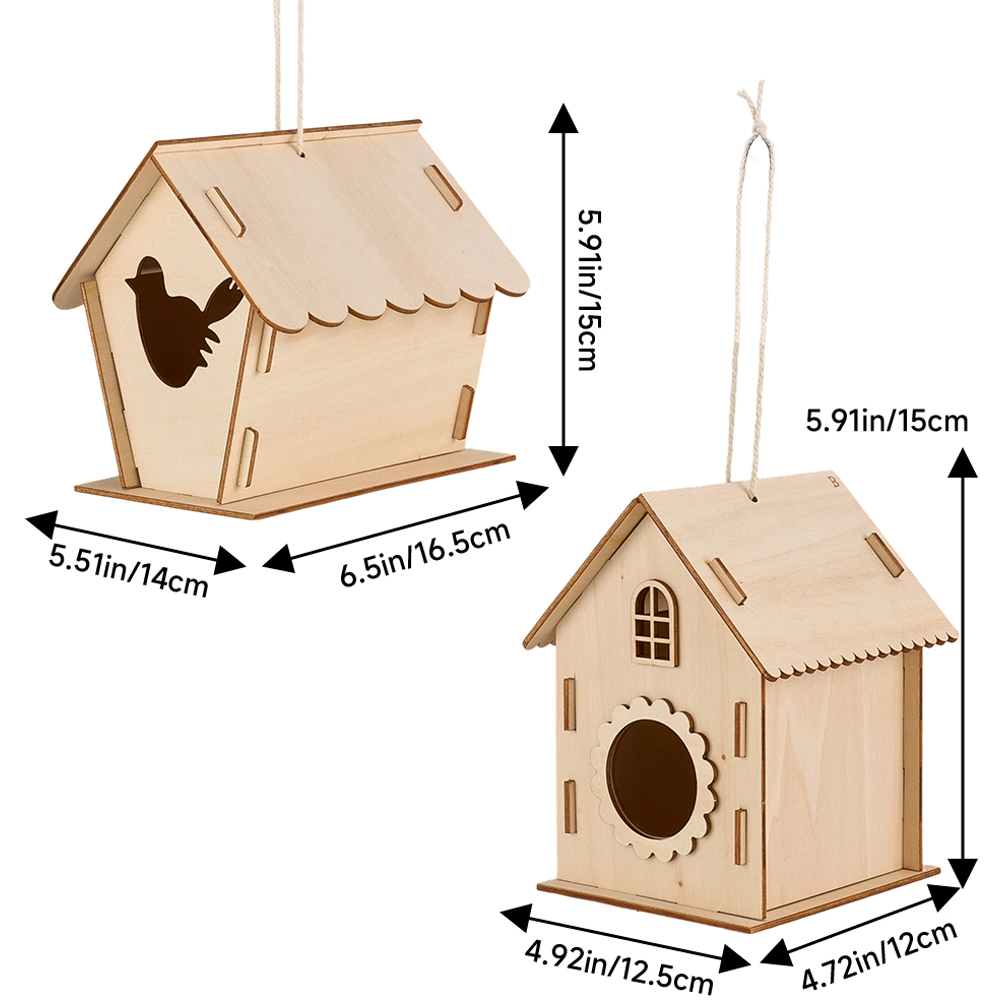 H&O Direct Kids DIY Wooden Birdhouse Art and Craft Kit 2 Pack Image 6