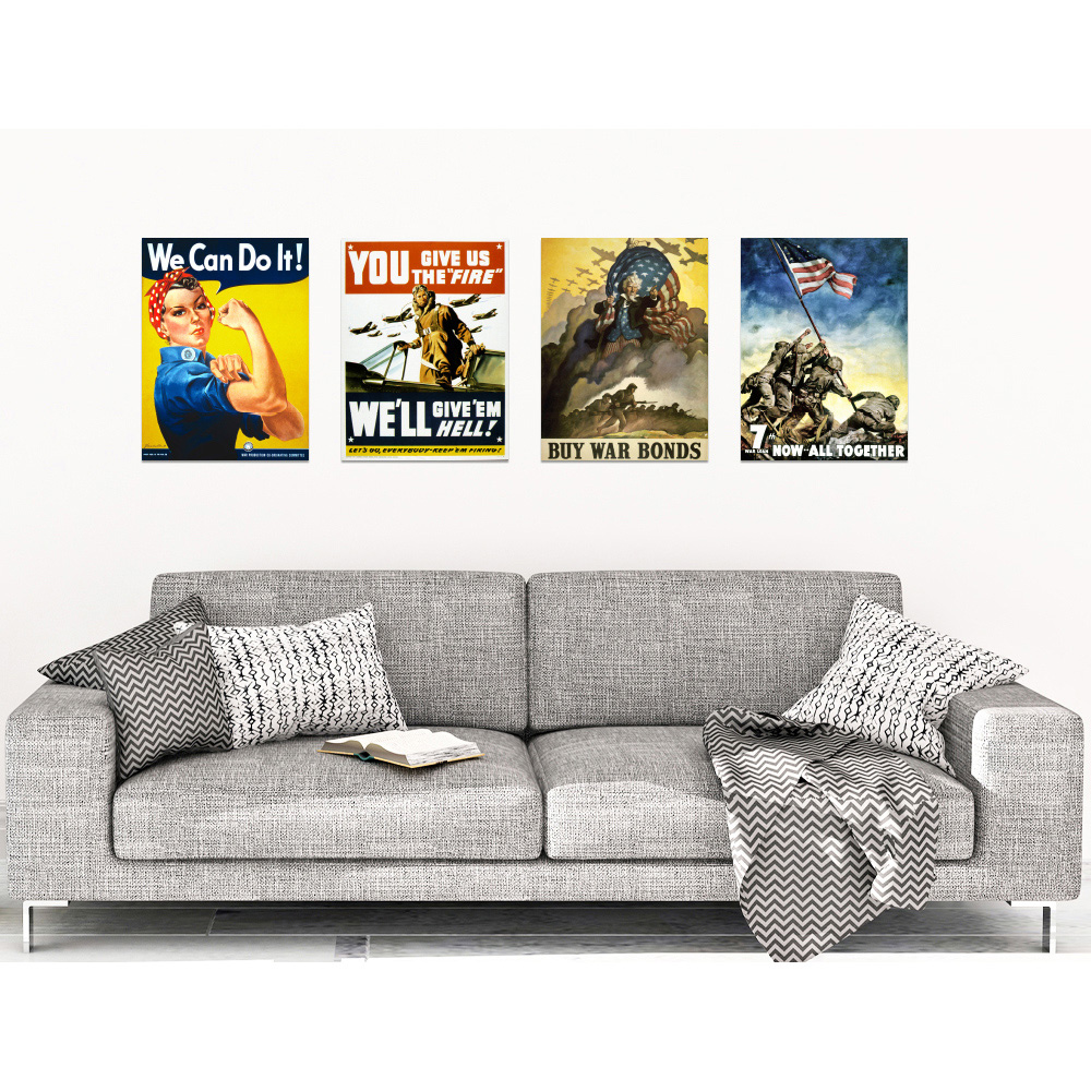 Artery8 Vintage US Military World War 2 Wall Art Print 30 x 41cm 4 Pack Image 2