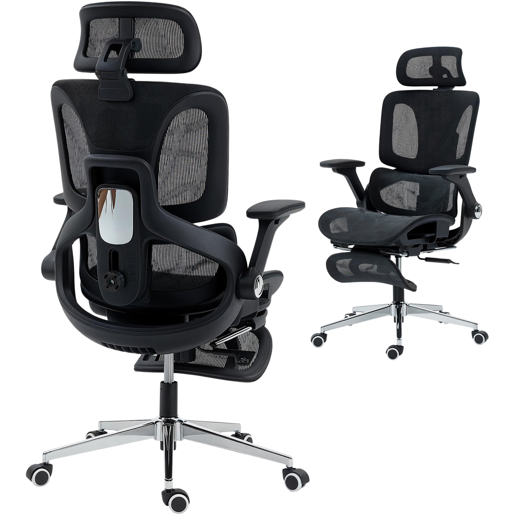 Portland Black Mesh Ergonomic Office Chair with Lumbar Support and 4D Armrests Image 2