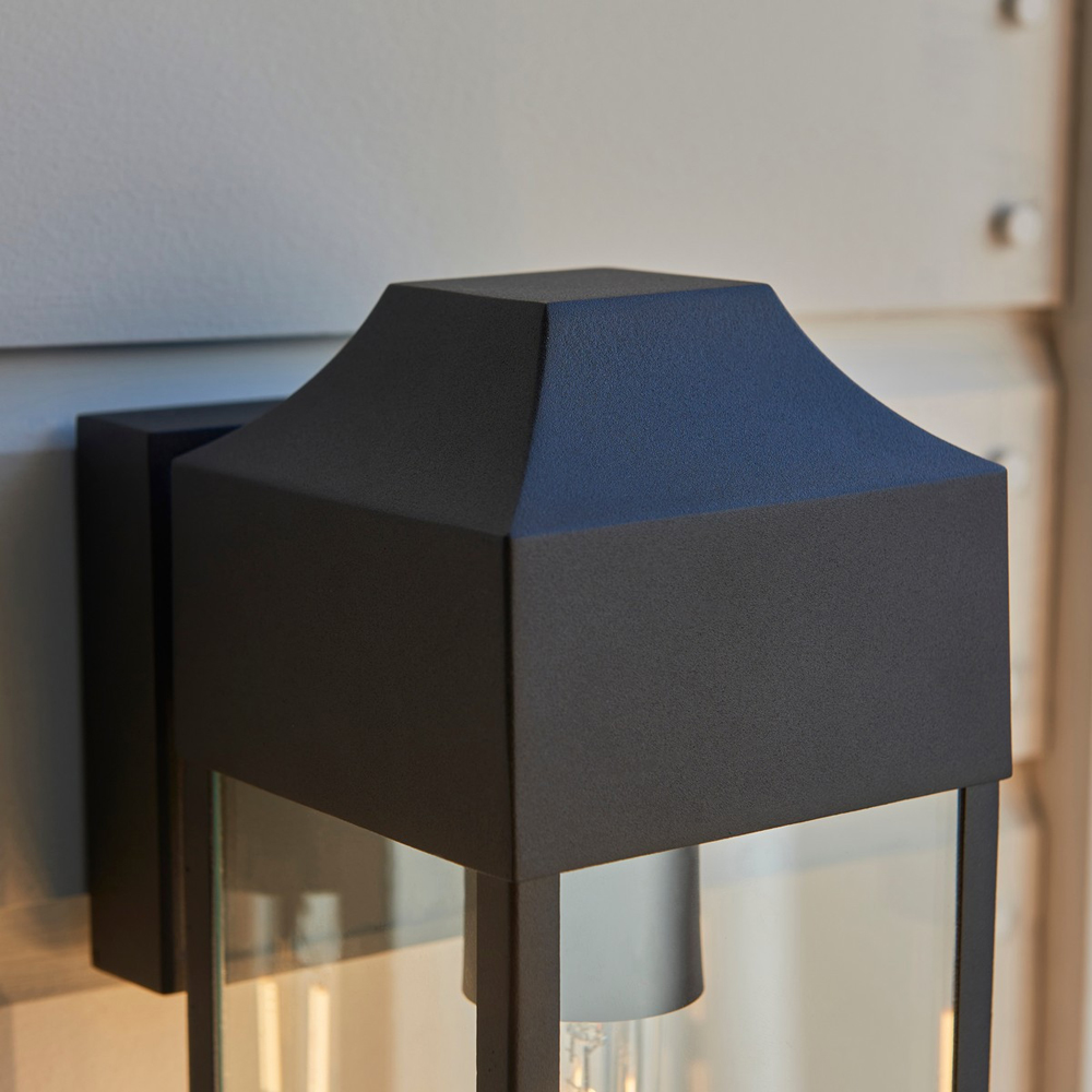 Merano Potenza Matt Black Clear Glass Outdoor Wall Lantern Image 5